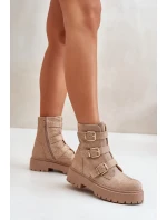Ocieplane Botki Damskie Ze Zdobieniem Beżowe Ciascia