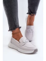 Dámske kožené mokasíny na platforme svetlo šedé S.Barski Dámske kožené mokasíny na platforme svetlo šedé S.Barski