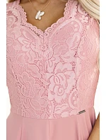 Dámske dlhé čipkované šaty 309-13 AMBER powder pink - Numoco Dámske dlhé čipkované šaty 309-13 AMBER powder pink - Numoco