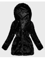 Dámska bunda s kožušinou a kapucňou S'West black (B8062-1) Dámska bunda s kožušinou a kapucňou S'West black (B8062-1)