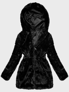 Dámska bunda s kožušinou a kapucňou S'West black (B8062-1)