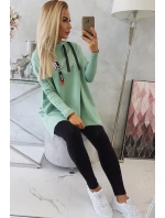 Oversize mikina s asymetrickými bokmi tmavo mätová