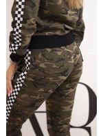 Dámska súprava s kapucňou s maskáčovou potlačou khaki + ecru