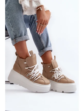 Zazoo 3416 Dámska kožená športová obuv Beige Zazoo 3416 Dámska kožená športová obuv Beige