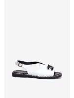 Sandały Na Płaskim Obcasie Z Ozdobą Eko Skóra Srebrne Tillireta