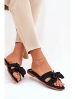Płaskie Klapki Damskie Z Kokardką Czarne Tobin