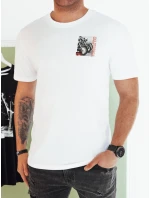 Pánske biele tričko s potlačou FashionStreet RX5481 Pánske biele tričko s potlačou FashionStreet RX5481
