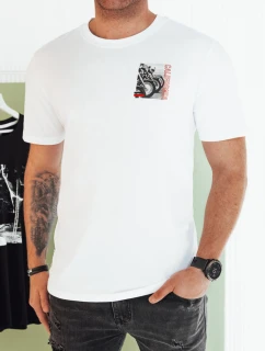 Pánske biele tričko s potlačou FashionStreet RX5481