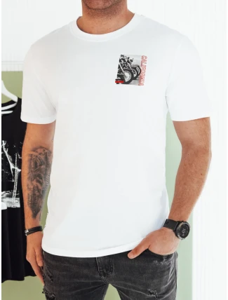 Pánske biele tričko s potlačou FashionStreet RX5481 Pánske biele tričko s potlačou FashionStreet RX5481