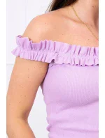 Španielska blúzka s volánikmi fialová