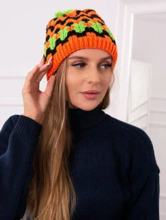 Dámska čiapka Laila K283 orange neon+black+green neon