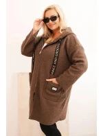 Dámska bunda Plus Size s kapucňou a vreckami camel Dámska bunda Plus Size s kapucňou a vreckami camel