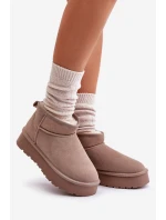 Modne Zamszowe Niskie Śniegowce Khaki Nucca