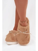 Kožešinové pantofle s mašlí Camel Minella