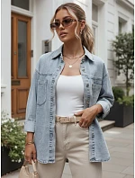 Dámska džínsová košeľa s vreckami, svetlo modrá, FashionStreet DY0492 Dámska džínsová košeľa s vreckami, svetlo modrá, FashionStreet DY0492