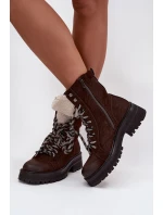 Dámské trapery boty z eko kůže čokoládové Bellora