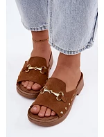 Semišové dámske papuče Inblu TF0002KU Camel