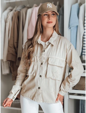 Dámska prechodná bunda v jednej veľkosti vo farbe hviezd STRASHINE cappuccino FashionStreet TY4846