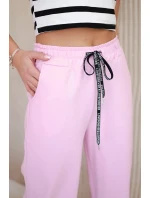 Nohavice Punto so širokými nohavicami svetlo ružové