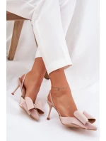 Szpilki Z Odkrytymi Piętami I Kokardką Beżowe Eklevia