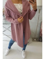 Voľná bunda s kapucňou 8928 tmavoružová - Kesi Voľná bunda s kapucňou 8928 tmavoružová - Kesi