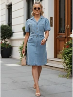 Dámske džínsové šaty s krátkymi rukávmi, modré, FashionStreet EY2687 Dámske džínsové šaty s krátkymi rukávmi, modré, FashionStreet EY2687
