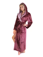 Dámsky župan Flora s kapucňou 39564853 jednofarebný fialovo-vínový - Vestis
