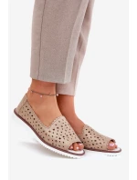 Skórzane Ażurowe Baleriny Z Odkrytymi Palcami S.Barski LR51-922 Złote