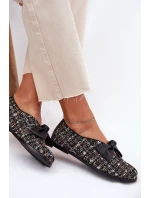 Skórzane Baleriny Z Kokardą Laura Messi 2921 Czarne