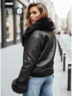 Dámska kožená bunda s kožušinou čierna FashionStreet TY5244z Dámska kožená bunda s kožušinou čierna FashionStreet TY5244z