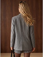 Dámske sako s kockovaným vzorom, tmavomodré, FashionStreet PY0156 Dámske sako s kockovaným vzorom, tmavomodré, FashionStreet PY0156