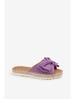 Klapki Damskie Na Platformie Z Plecionką I Kokardką Fioletowe Alpireda