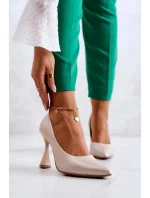 Dámske lodičky na ihličkovom podpätku 6AD/23 Béžová - LEWSKI