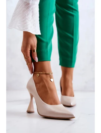Dámske lodičky na ihličkovom podpätku 6AD/23 Béžová - LEWSKI