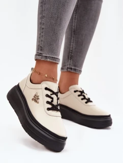 Dámske poltopánky 41495 Light beige with black - VINCEZA