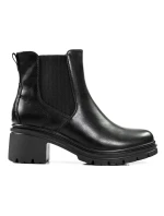 Jedinečné čierne dámske členkové topánky na širokom podpätku Jedinečné čierne dámske členkové topánky na širokom podpätku