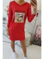 Šaty s potlačou koša červené