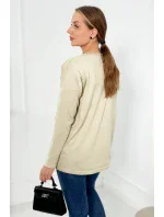 Sveter s prednými vreckami béžový Sveter s prednými vreckami béžový