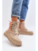 Wysokie Trampki Damskie Na Masywnej Platformie Beżowe Kernia