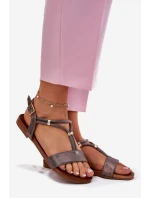 Damskie Płaskie Sandały Z Paskami S.Barski KV51-120 Grafitowe