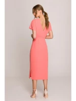 S398 Šaty v tvare ceruzky s bočným rozparkom - oranžové