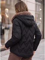 Dámska zimná prešívaná bunda s odnímateľným golierom, čierna, FashionStreet TY6083 Dámska zimná prešívaná bunda s odnímateľným golierom, čierna, FashionStreet TY6083