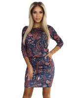 13-163 Športové šaty s vreckami a kravatou - LEAGUE ON JEANESE