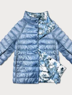 Dámska obojstranná bunda s 3/4 rukávmi Minority svetlo modrá/floral (M23-7009-50)