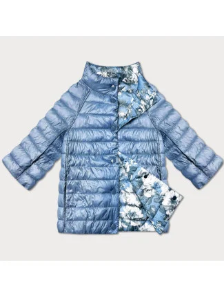 Dámska obojstranná bunda s 3/4 rukávmi Minority svetlo modrá/floral (M23-7009-50)
