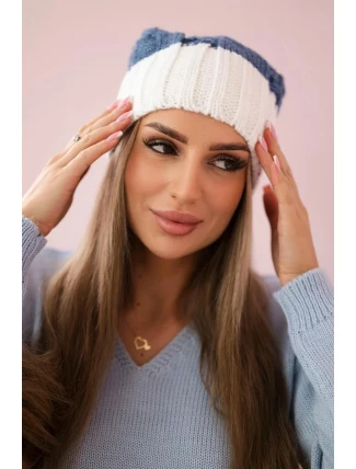 Paris fleecová čiapka K212 denim+white