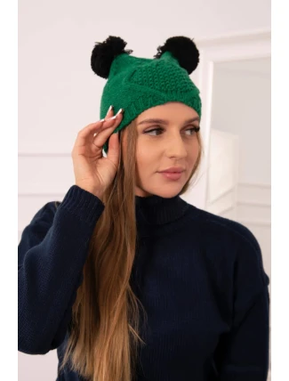 Fleecová čiapka 2 brmbolce K291 zelená