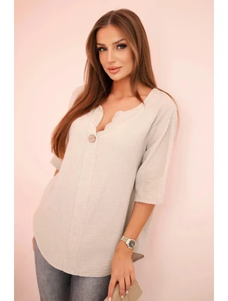 Dámska mušelínová košeľa s gombíkom tmavo béžová