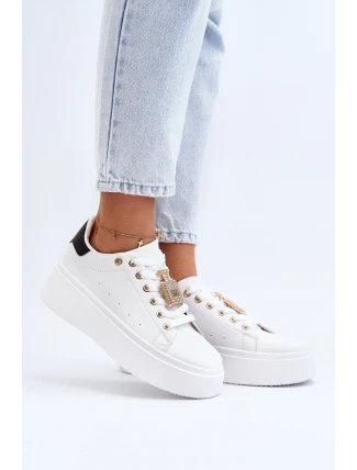 Sneakersy Damskie Z Ozdobą Białe Celedria