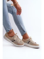 Sneakersy Skórzane Damskie D&A LR110 Beżowe